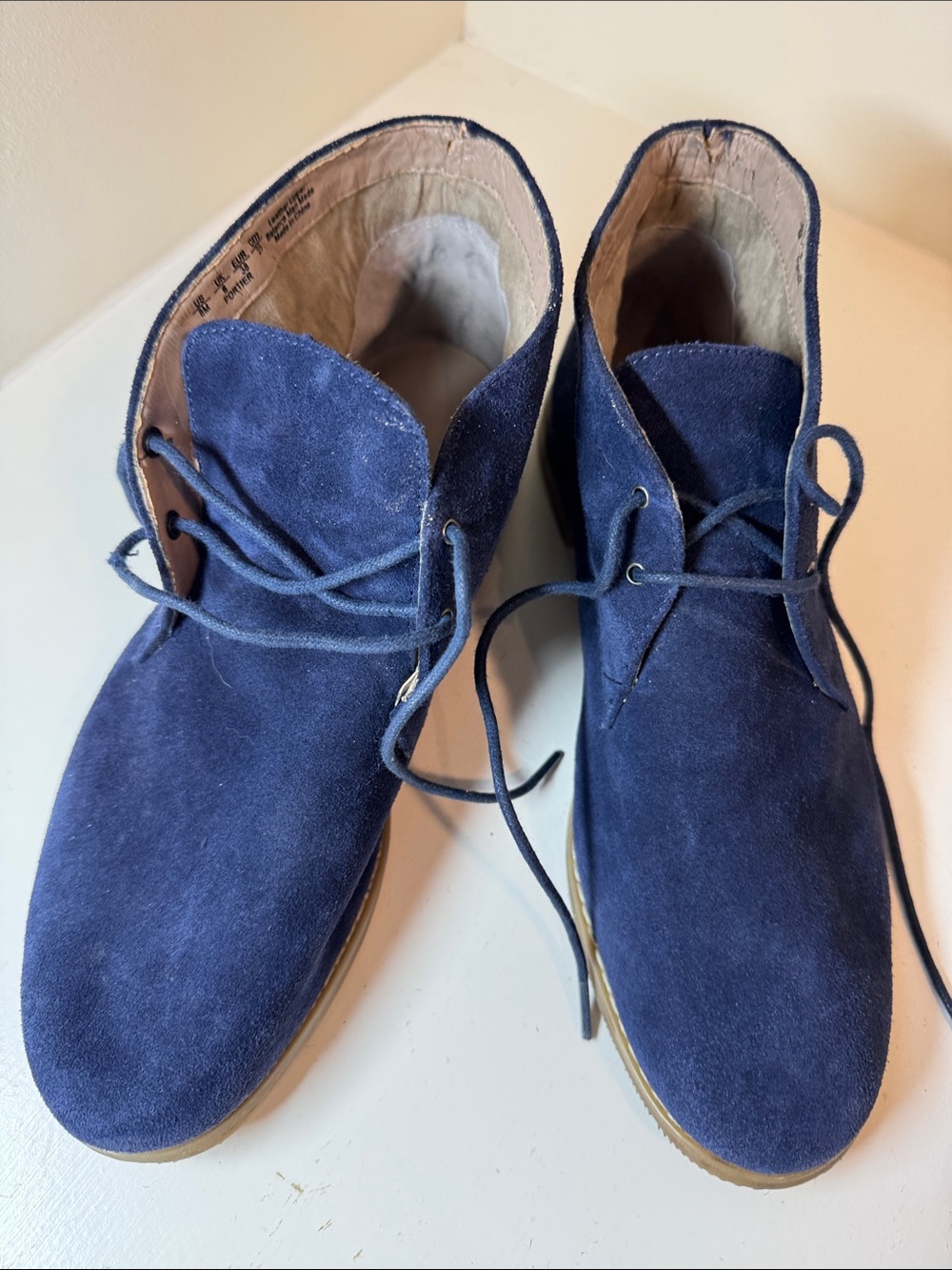 Franco Sarto Portier lace-up blue suede ankle boots. 8m.